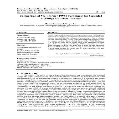 Comparison of Multicarrier PWM Techniques for Cascaded H-Bridge Multilevel In...