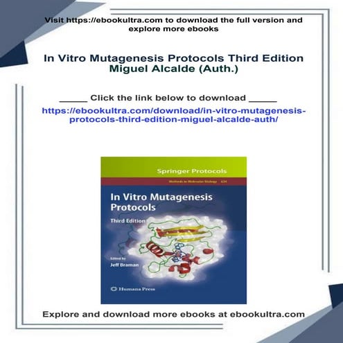 In Vitro Mutagenesis Protocols Third Edition Miguel Alcalde (Auth.)