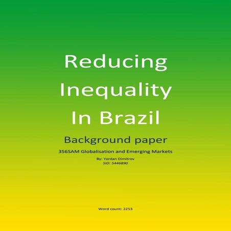Reducing Inequality In Brazil - Background Paper