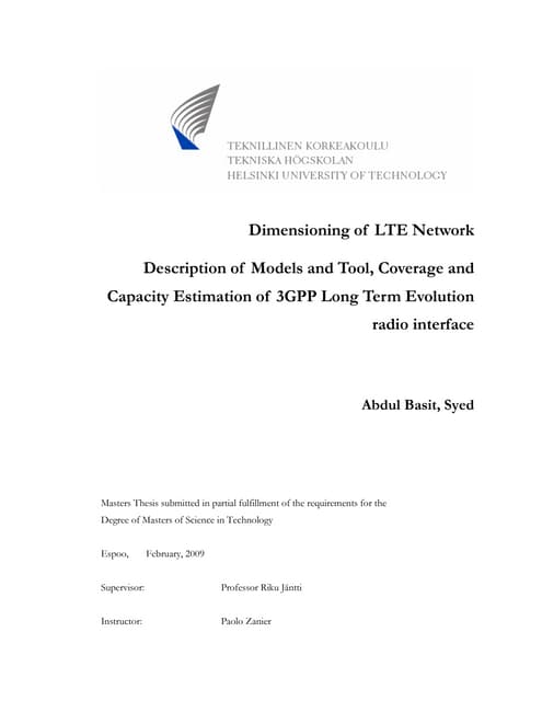 LTE Dimensioning
