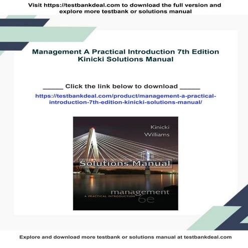 Management A Practical Introduction 7th Edition Kinicki Solutions ...