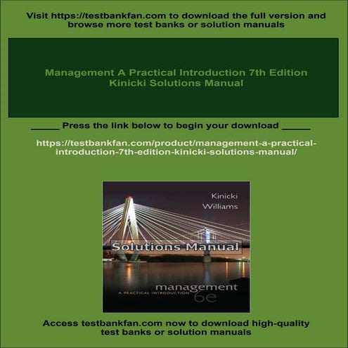 Management A Practical Introduction 7th Edition Kinicki Solutions Manual