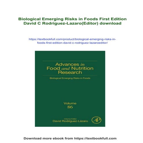 Biological Emerging Risks in Foods First Edition David C Rodriguez ...