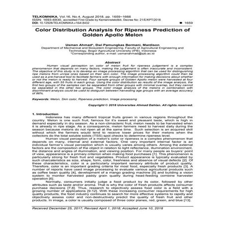 Color Distribution Analysis for Ripeness Prediction of Golden Apollo Melon