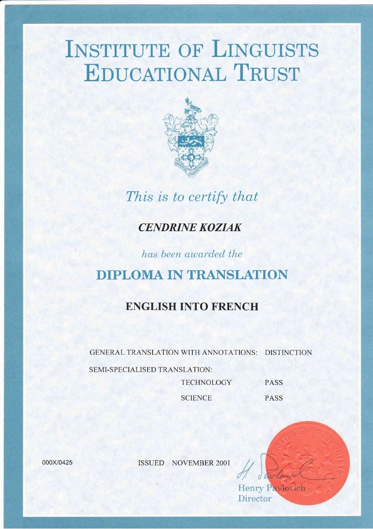 Diploma in Translation En Fr