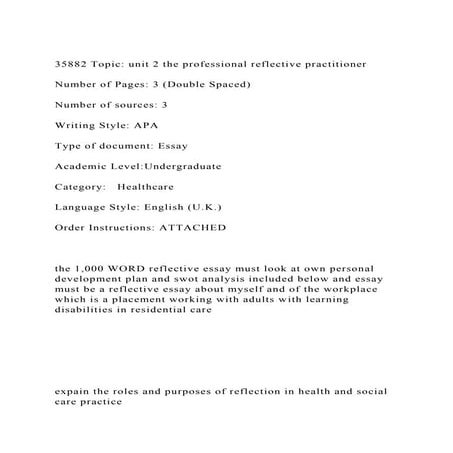 35882 Topic unit 2 the professional reflective practitionerNum.docx