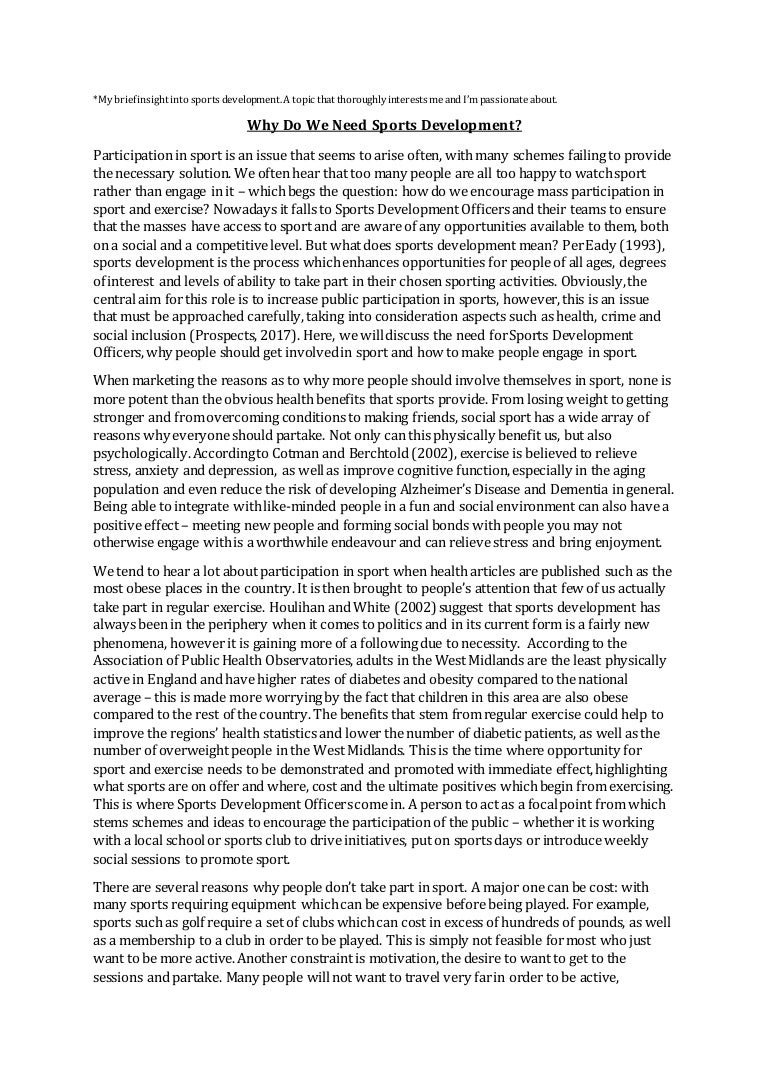Sports Development Essay