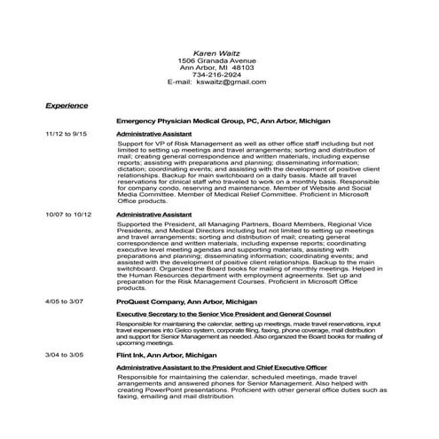 Resume - Karen Waitz - 2015