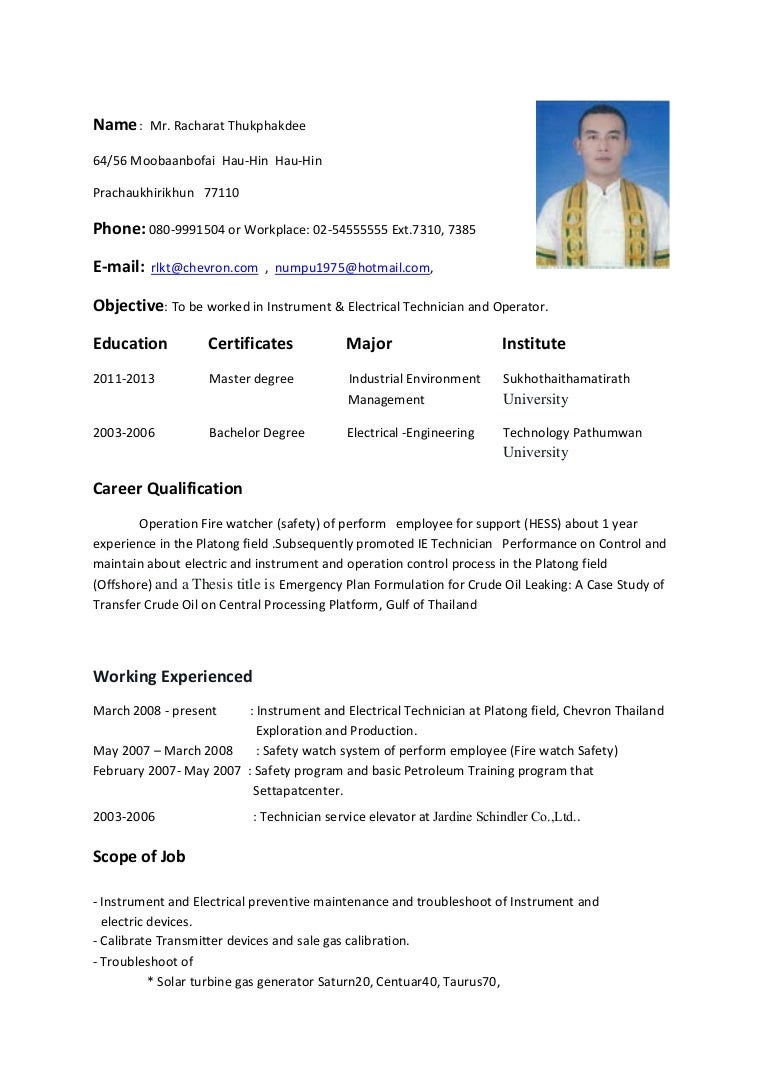 resume Resume Instrument Technician resume instrument electrical technician and operator