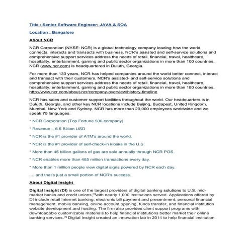 Sr Software Engineer-DI Bangalore