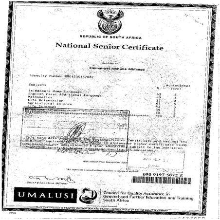 Matric Certificate