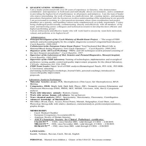 QUALIFICATIONS SUMMARY 2016