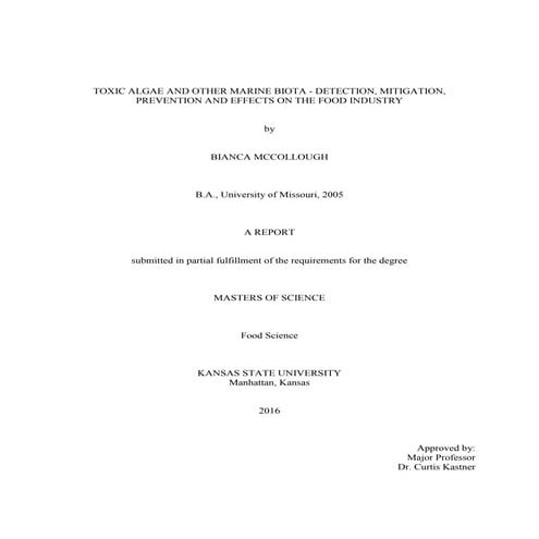 TOXIC ALGAE AND OTHER MARINE BIOTA - DETECTION, MITIGATION, PREVENTION AND EF...