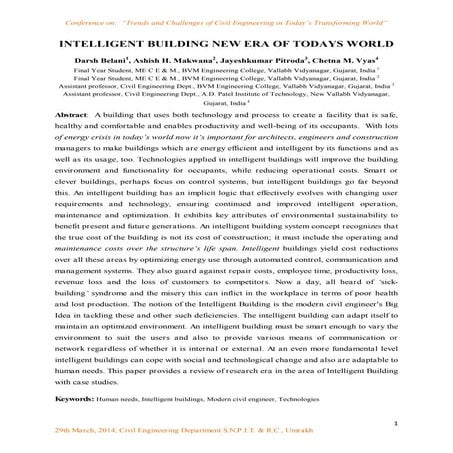 INTELLIGENT BUILDING NEW ERA OF TODAYS WORLD