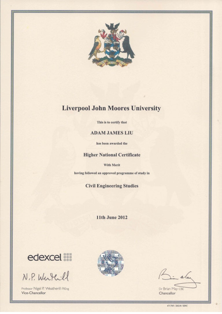 HNC Certificate 1