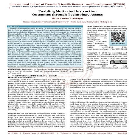 Enabling Motivated Instruction Outcomes through Technology Access