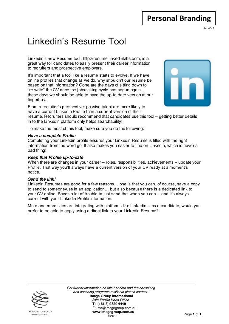 linkedin resume tool