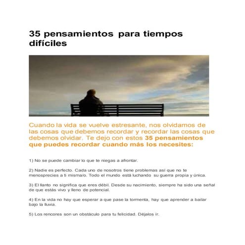 35 pensamientos para tiempos difíciles