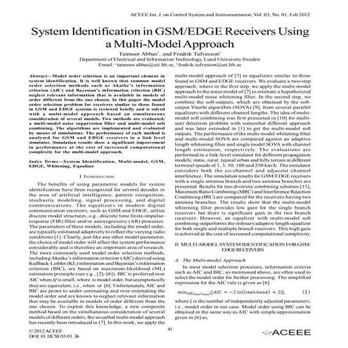 System Identification in GSM/EDGE Receivers Using a Multi-Model Approach