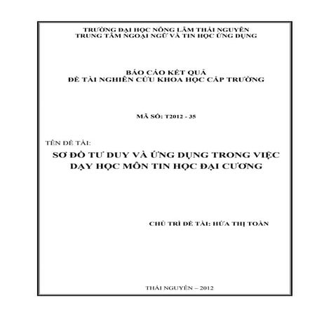 Sơ Đồ Tư Duy Và Ứng Dụng Trong Việc Dạy Học Môn Tin Học Đại Cương 
