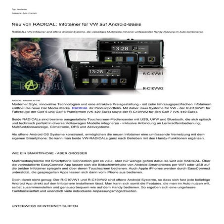 Neu von RADICAL: Infotainer für VW auf Android-Basis