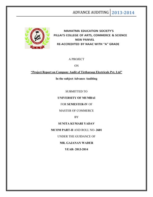 Audit on compay- company audit
