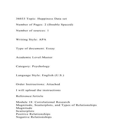 36033 Topic Happiness Data setNumber of Pages 2 (Double Spac.docx