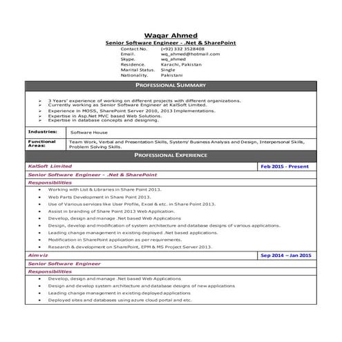 Waqar Ahmed CV