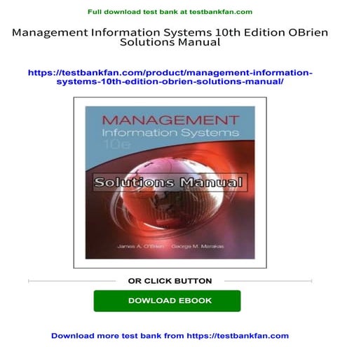Management Information Systems 10th Edition OBrien Solutions Manual download pdf