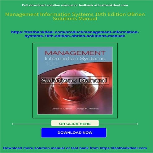 Management Information Systems 10th Edition OBrien Solutions Manual all chapt...