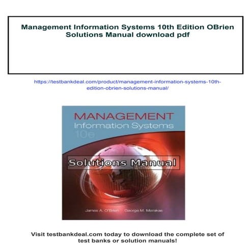 Management Information Systems 10th Edition OBrien Solutions Manual | PDF