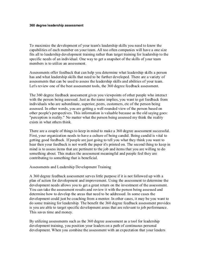 360 Degree Leadership Assessment