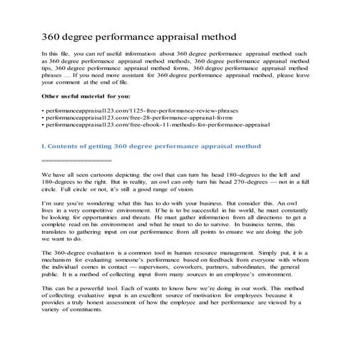 360 degree performance appraisal method