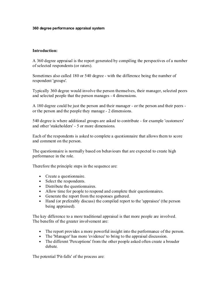 360 degree performance appraisal system