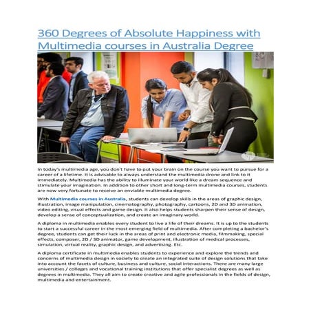 Multimedia courses in Australia