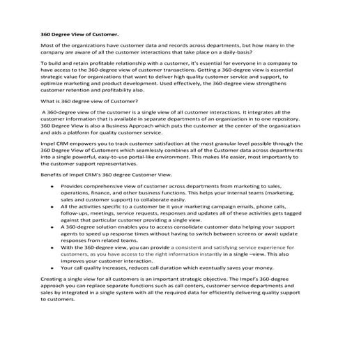 360 Degree View of Customer