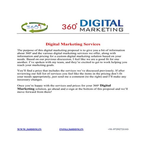 360° digital marketing  proposal