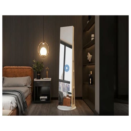 LVSOMT 360° SWIVEL JEWELRY CABINET WITH FULL LENGTH MIRROR