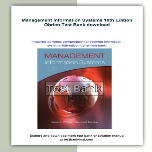 Management Information Systems 10th Edition Obrien Test Bank
