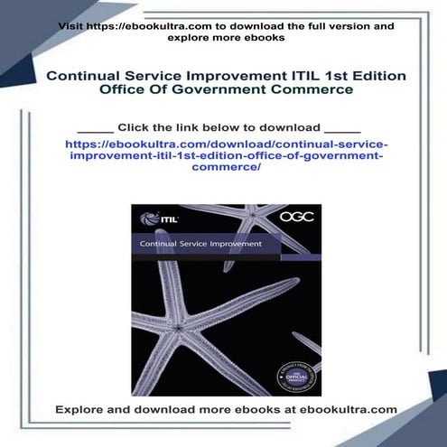 Continual Service Improvement ITIL 1st Edition Office Of Government Commerce