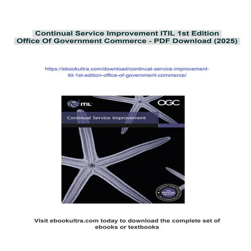 Continual Service Improvement ITIL 1st Edition Office Of Government Commerce