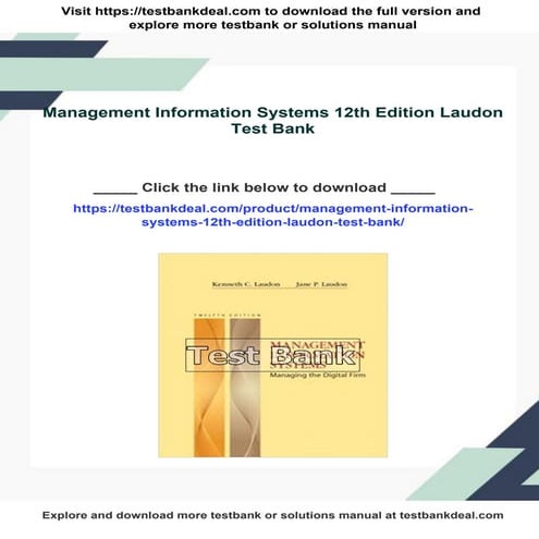 Management Information Systems 12th Edition Laudon Test Bank | PDF