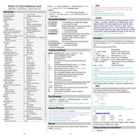 Comprehensive Python 2.4 Quick Reference Guide Covering Core Concepts ...