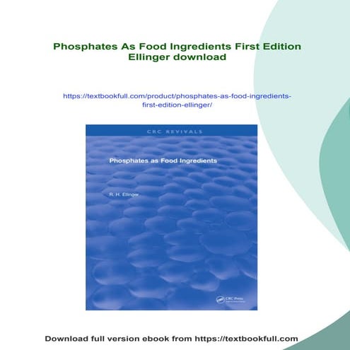 Phosphates As Food Ingredients First Edition Ellinger | PDF