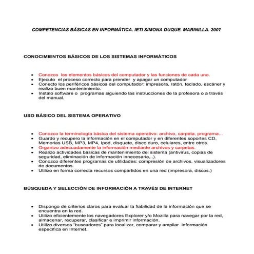 COMPETENCIAS BÁSICAS EN INFORMÁTICA