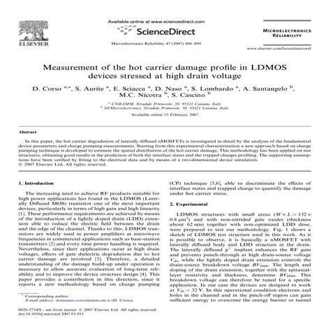 Measurement of the hot carrier damage profile in LDMOS devices stressed at hi...