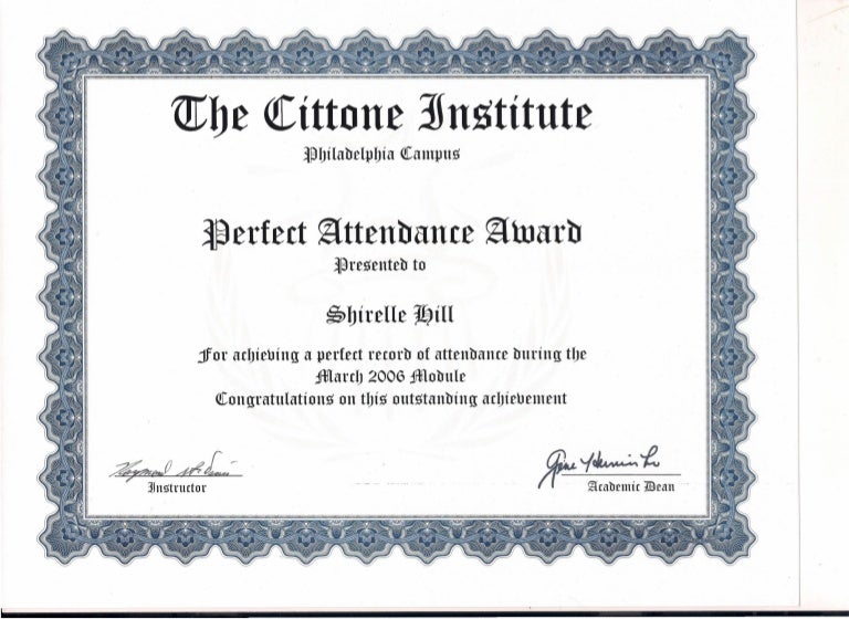 Perfect Attendance Award 1
