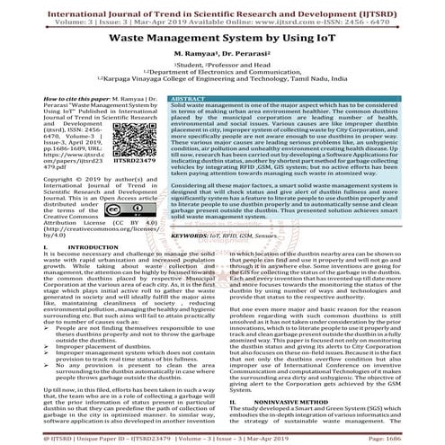 Waste Management System by Using IoT