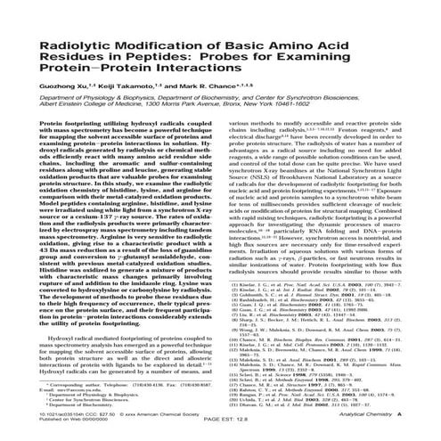 Radiolytic Modification of Basic Amino Acid Residues in Peptides : Probes for...