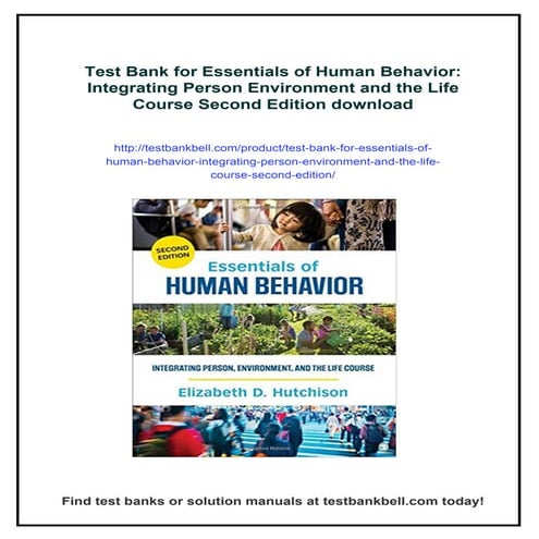Test Bank for Essentials of Human Behavior: Integrating Person ...